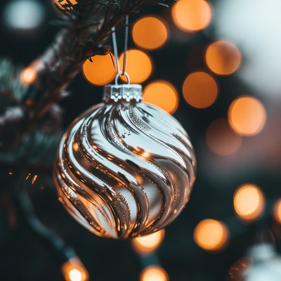 Shining ornament on christmas tree