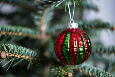 Colorful ornament on christmas tree
