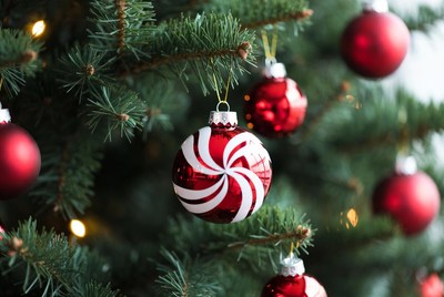 Red and white christmas ornament decor