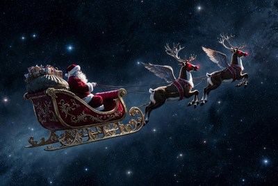 Santa flying through space