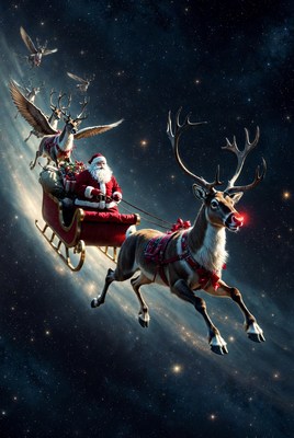 Santa's cosmic sleigh ride through space