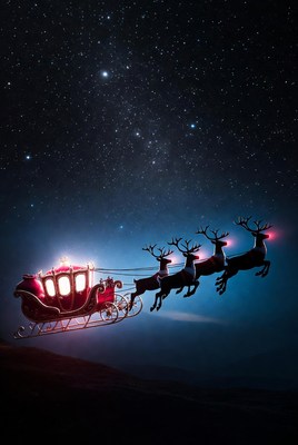 Santa's sleigh in night sky