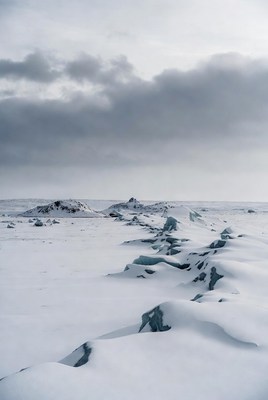 Winter landscape with snowy terrain