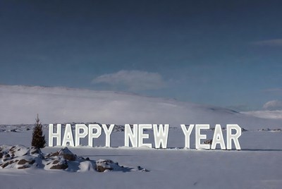 Snowy happy new year greeting