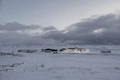 Winter landscape with new year wishes