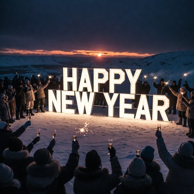 New year celebration at dusk