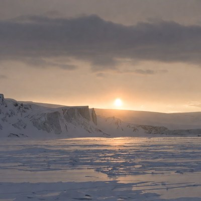 Stunning sunrise over icy landscape