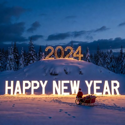 New year celebration in snow