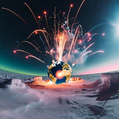 Celebration on a snowy planet