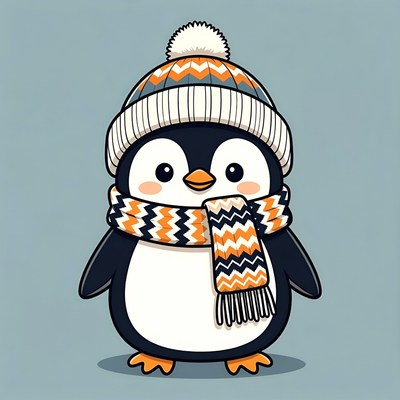 Cute penguin in winter attire