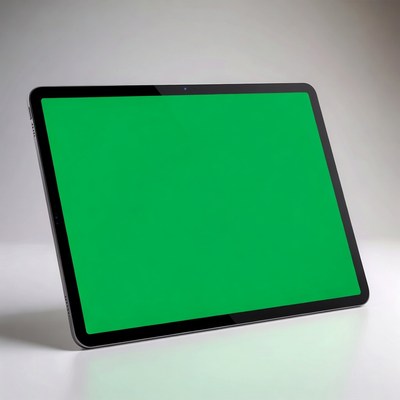 Bright green tablet on display