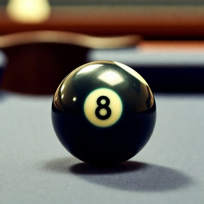 Eight ball on pool table