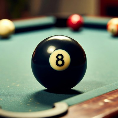 Billiards game featuring eight ball