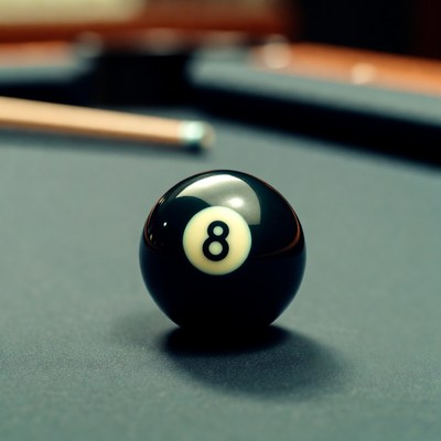 Eight ball on pool table