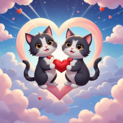 Cute kittens in heart shape