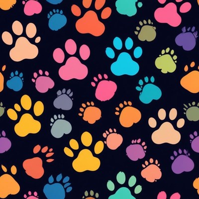Colorful paw print pattern design