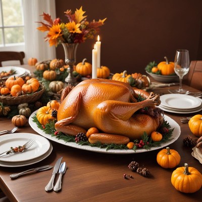 Festive thanksgiving dinner table setting