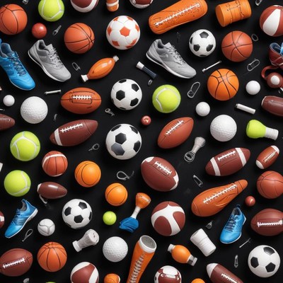 Collection of various sports balls