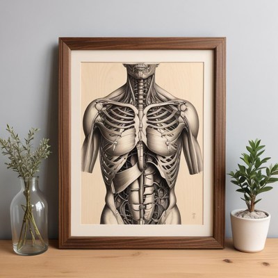 Detailed human anatomy artwork display