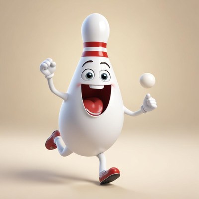 Cheerful bowling pin character running