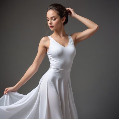 Elegant dancer in white dress