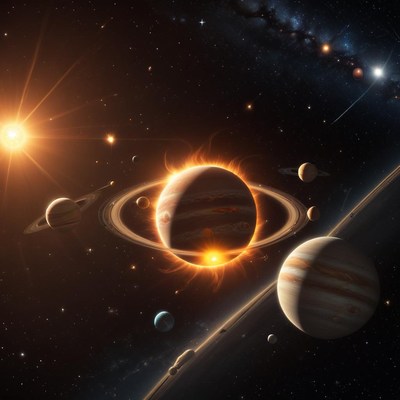 Celestial bodies in cosmic dance