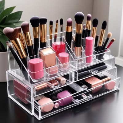 Organized makeup display with tools