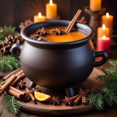 Warm spiced drink on a wooden table