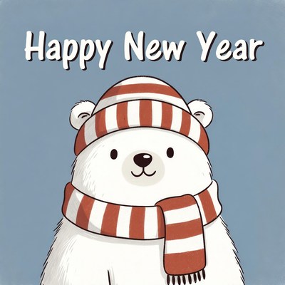 Cheerful bear welcoming new year