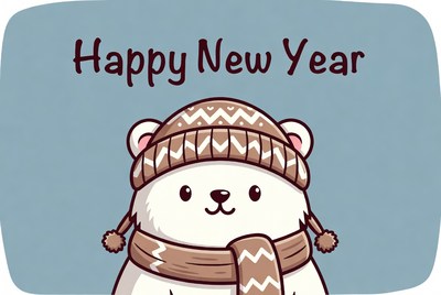 Cute bear wishes happy new year