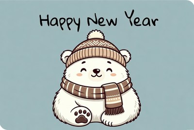 Cute bear celebrating new year