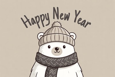 Cute bear wishing happy new year