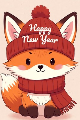 Festive fox celebrating new year