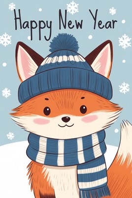 New year fox celebration