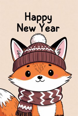 Cute fox welcomes new year