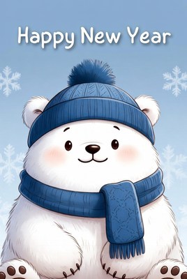 Cute bear greeting for new year