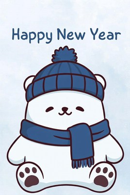 Cute bear wishes happy new year