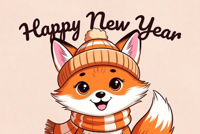 New year celebration with cute fox