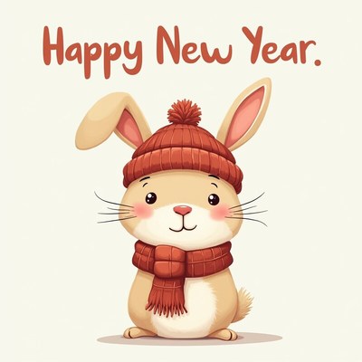 Cute bunny celebrating new year