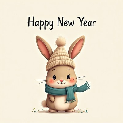 Cute bunny celebrating new year