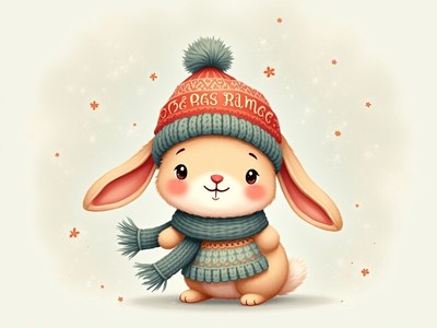 Cute bunny in winter attire