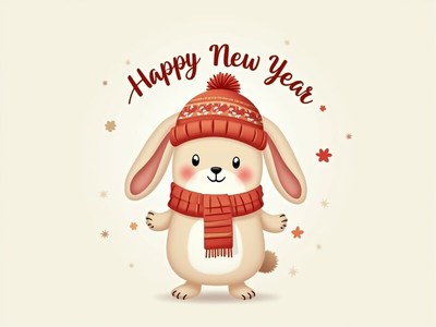 Cheerful bunny celebrating new year