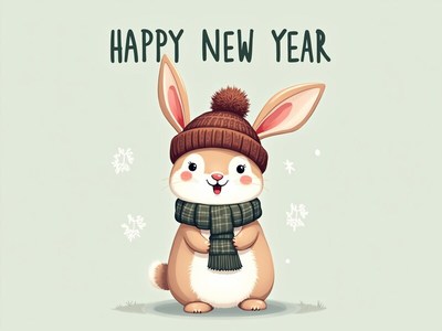 Cute bunny celebrating new year