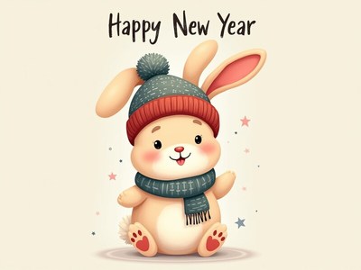 Cute bunny welcomes new year