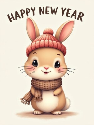 Rabbit celebrating new year festivities