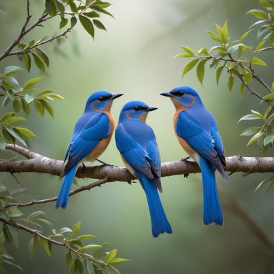 Colorful birds on a branch
