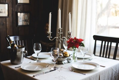 Elegant holiday dinner table setting