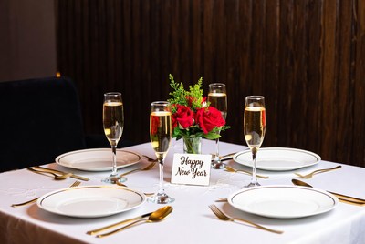 New year celebration dinner table setup