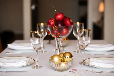 Elegant holiday dinner table setting