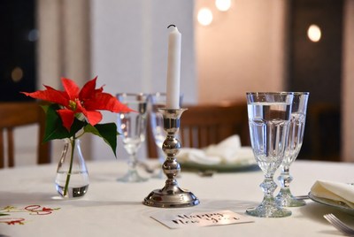 Holiday dinner table setting